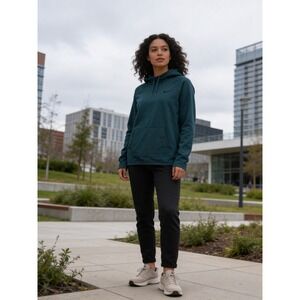 Nike Dri-FIT Womens Medium Teal Green Pullover Hoodie Sweatshirt Raglan Sleeve